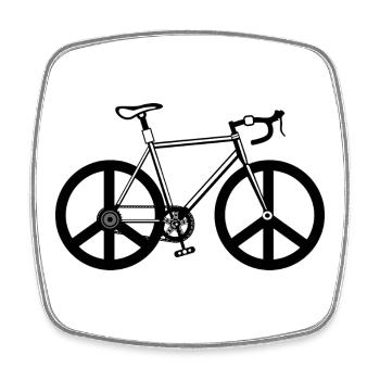 Bicycle Peace Sign Shirt – Cycling Lover Tee - Square fridge magnet - white - Front