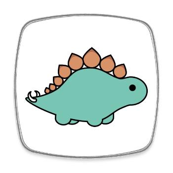 Turquoise Stegosaurus Cartoon - Square fridge magnet - white - Front