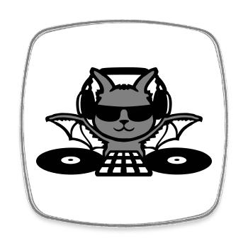 DJ Bat Casque Mixeur Fête d’Halloween - Magnet carré - blanc - Devant