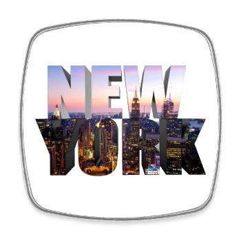 NEW YORK – The city in letters - Square fridge magnet - white - Front