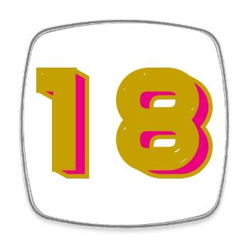 18. 18 JAHRE ALT. 18-JÄHRIGES JUBILÄUM. 18. GEBURTSTAG. - Viereckiger Kühlschrankmagnet - Weiß - Vorne