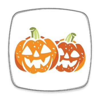 Deux citrouilles drôles d’Halloween - Magnet carré - blanc - Devant