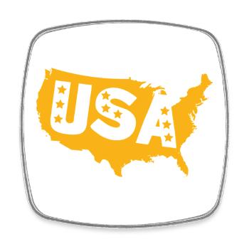 USA Map Emblem with Stars - Square fridge magnet - white - Front