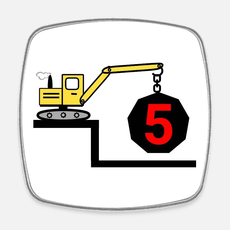 Bagger - Viereckiger Kühlschrankmagnet - Weiß