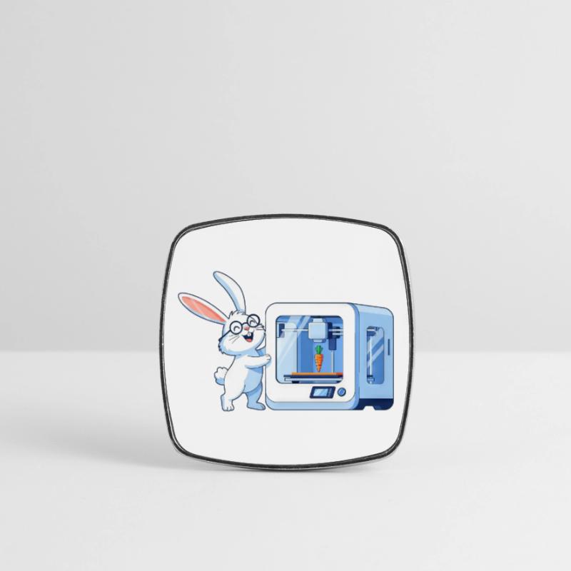 Funny Rabbit Nerd Programmer 3D Printer Square fridge magnet