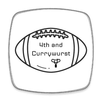 4th Down and Currywurst Football Berlin - Square fridge magnet - white - Front