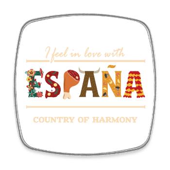 Spain, Land of Harmony - I fell in love - Square fridge magnet - white - Front