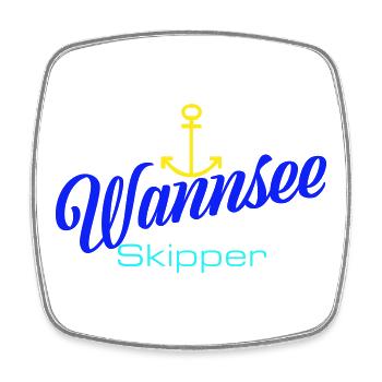 Berlin: Wannsee-Skipper mit Anker - Viereckiger Kühlschrankmagnet - Weiß - Vorne