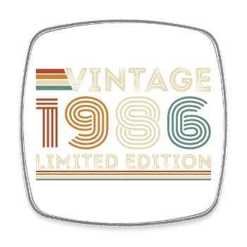 1986 Vintage Retro Geburtstagsgeschenk - Viereckiger Kühlschrankmagnet - Weiß - Vorne