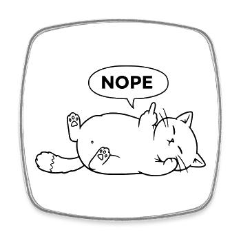 Nope Cat | Sarcastic Cat Statement - Square fridge magnet - white - Front
