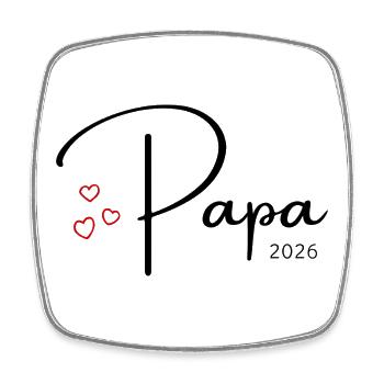 Papa 2026 Baby News Schwanger werdender Vater - Viereckiger Kühlschrankmagnet - Weiß - Vorne