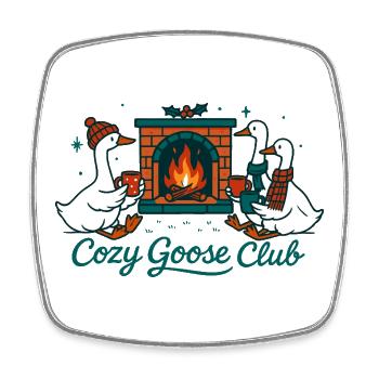 Cozy Goose Club Noël Fun Design - Magnet carré - blanc - Devant