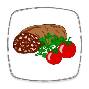 Black pudding with tomato - Square fridge magnet - white - Front