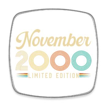November 2000 Vintage Retro Birthday Gift - Square fridge magnet - white - Front