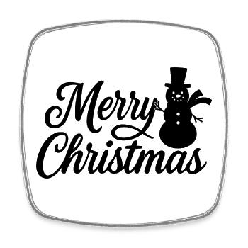 Joyeux Noël avec un joli bonhomme de neige - Magnet carré - blanc - Devant