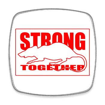 Strong Together Rat T-Shirt Red - Square fridge magnet - white - Front