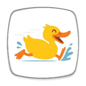 Happy Duck Sprint Cartoon - Square fridge magnet - white - Front