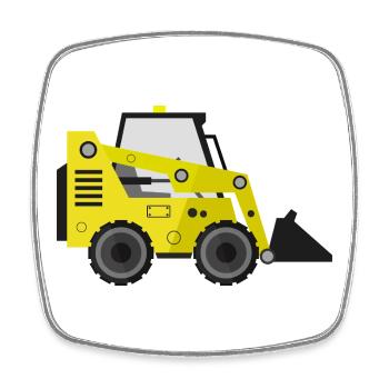 Bagger - Viereckiger Kühlschrankmagnet - Weiß - Vorne