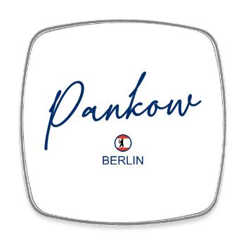 Pankow - Drapeau de Berlin - Ours de Berlin - Berlinerin - Magnet carré - blanc - Devant