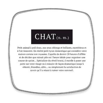 Chat n.m. définition du mot chat - Magnet carré - blanc - Devant