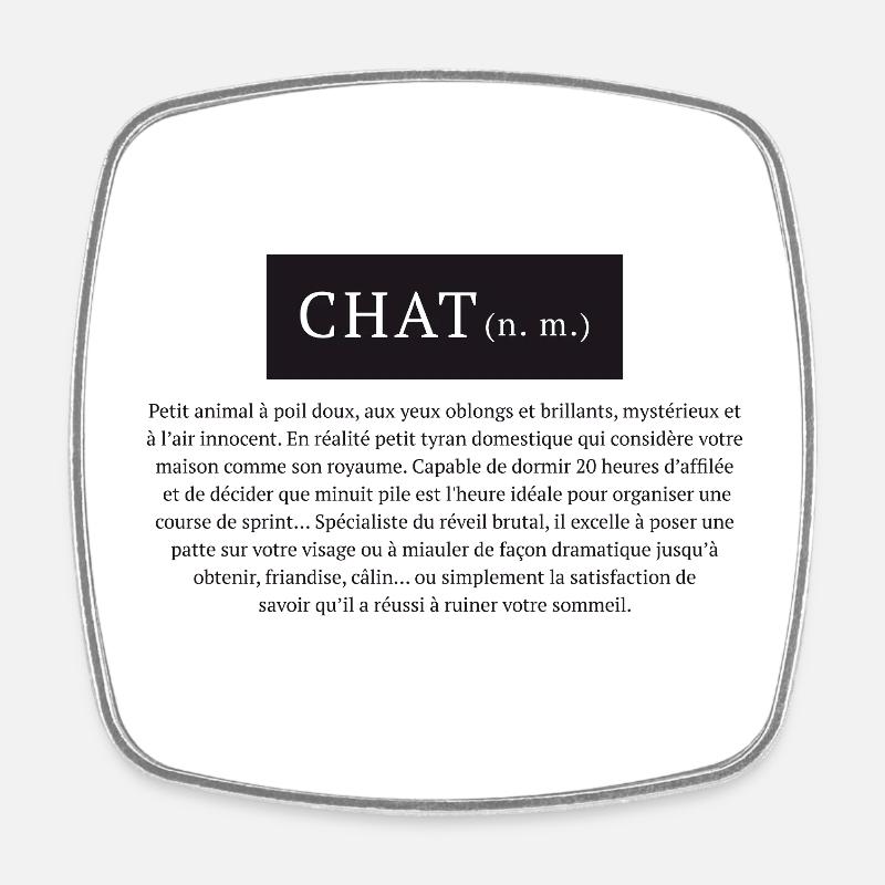 Chat n.m. définition du mot chat - Magnet carré - blanc