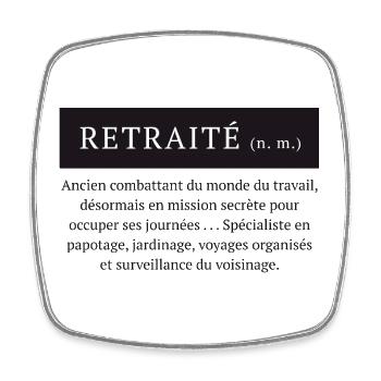 Pensionierte, humorvolle Definition des Wortes Rentner - Viereckiger Kühlschrankmagnet - Weiß - Vorne