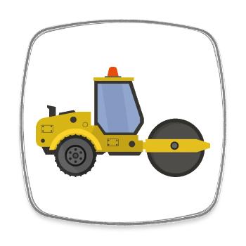 Road roller - Square fridge magnet - white - Front