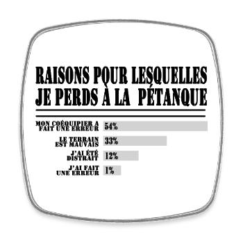 pour les Fans de Pétanque - Magnet carré - blanc - Devant