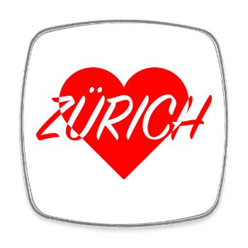 I Love Zurich Motif Cœur - Magnet carré - blanc - Devant