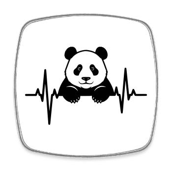 Panda im EKG – Süßes Tierdesign - Viereckiger Kühlschrankmagnet - Weiß - Vorne