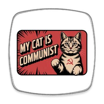 Mon chat est communiste - Drôle de Chat PropagandeT-Shirt - Magnet carré - blanc - Devant