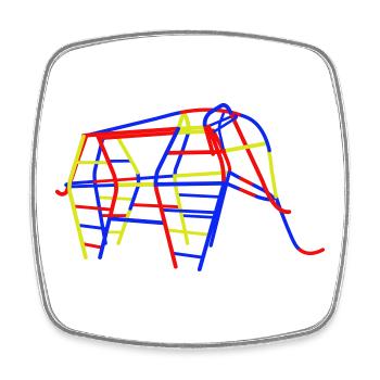 GDR Climbing Elephant - Square fridge magnet - white - Front