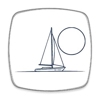 Segelboot - Viereckiger Kühlschrankmagnet - Weiß - Vorne