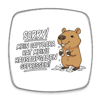 Pardon! Capybara a mangé mes devoirs - Magnet carré - blanc - Devant