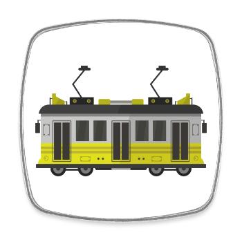 Straßenbahn - Viereckiger Kühlschrankmagnet - Weiß - Vorne