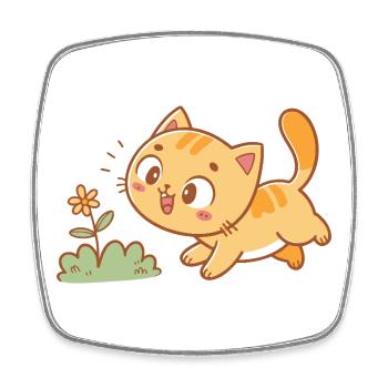 Curious Kitten in the Garden - Square fridge magnet - white - Front