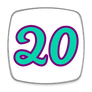 20. 20th ANNIVERSARY. 20 YEARS ANNIVERSARY. 20 YEARS. - Square fridge magnet - white - Front