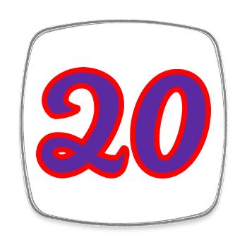 20. 20th ANNIVERSARY. 20 YEARS ANNIVERSARY. 20 YEARS. - Square fridge magnet - white - Front