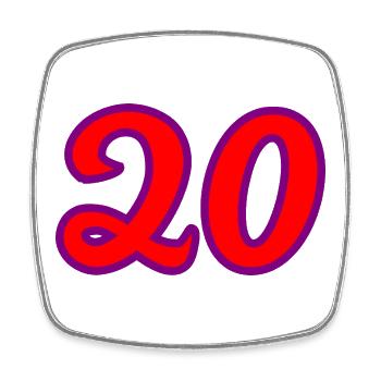 20. 20e ANNIVERSAIRE. ANNIVERSAIRE 20 ANS. 20 ANS. - Magnet carré - blanc - Devant