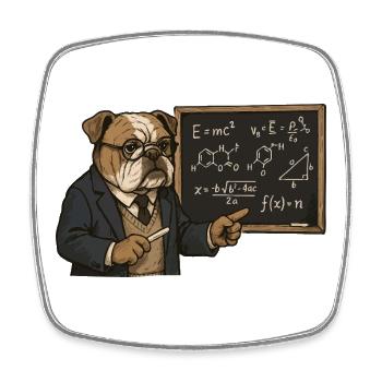 Professor Bulldog unterrichtet Mathematik-Kreidetafel - Viereckiger Kühlschrankmagnet - Weiß - Vorne