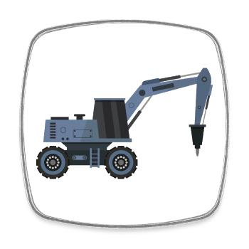 Bagger mit Hammer - Viereckiger Kühlschrankmagnet - Weiß - Vorne