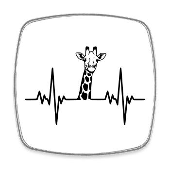 Giraffe heartbeat safari design - Square fridge magnet - white - Front