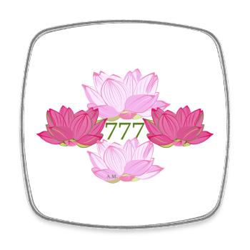 Spiritual Lotus 777 Angel number - Square fridge magnet - white - Front