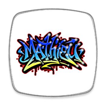 Mathieu Graffiti Druckbar Blau Gelb - Viereckiger Kühlschrankmagnet - Weiß - Vorne