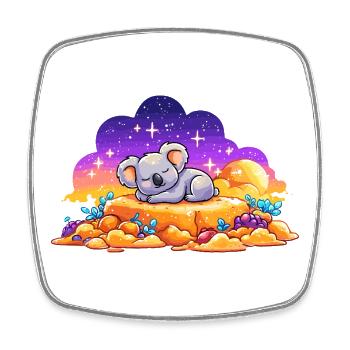 Koala endormi sur un rocher lumineux - Magnet carré - blanc - Devant