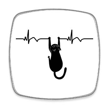 Cat ECG Heart Rate Heartbeat - Square fridge magnet - white - Front
