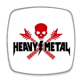 Heavy Metal Skull und gekreuzte Gitarren - Viereckiger Kühlschrankmagnet - Weiß - Vorne