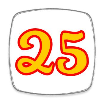 25. 25 YEARS. 25th ANNIVERSARY. 25 YEARS ANNIVERSARY. - Square fridge magnet - white - Front