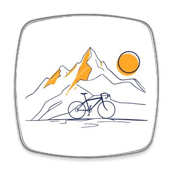 Bike Mountain Sun - Square fridge magnet - white - Front