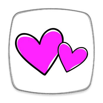 Coeurs Symbole Amour - Magnet carré - blanc - Devant